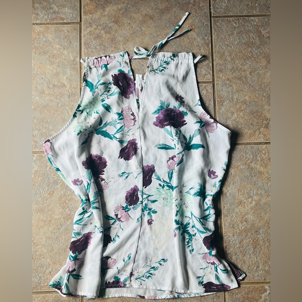 Soho Floral Halter Blouse - White and Purple Excellent Condition!